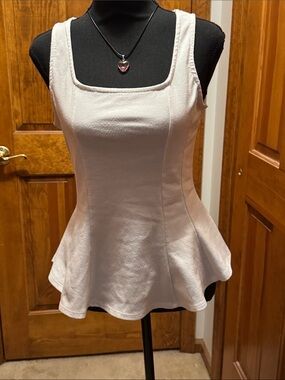 Women’s Square Neck Peplum Tank Top - white